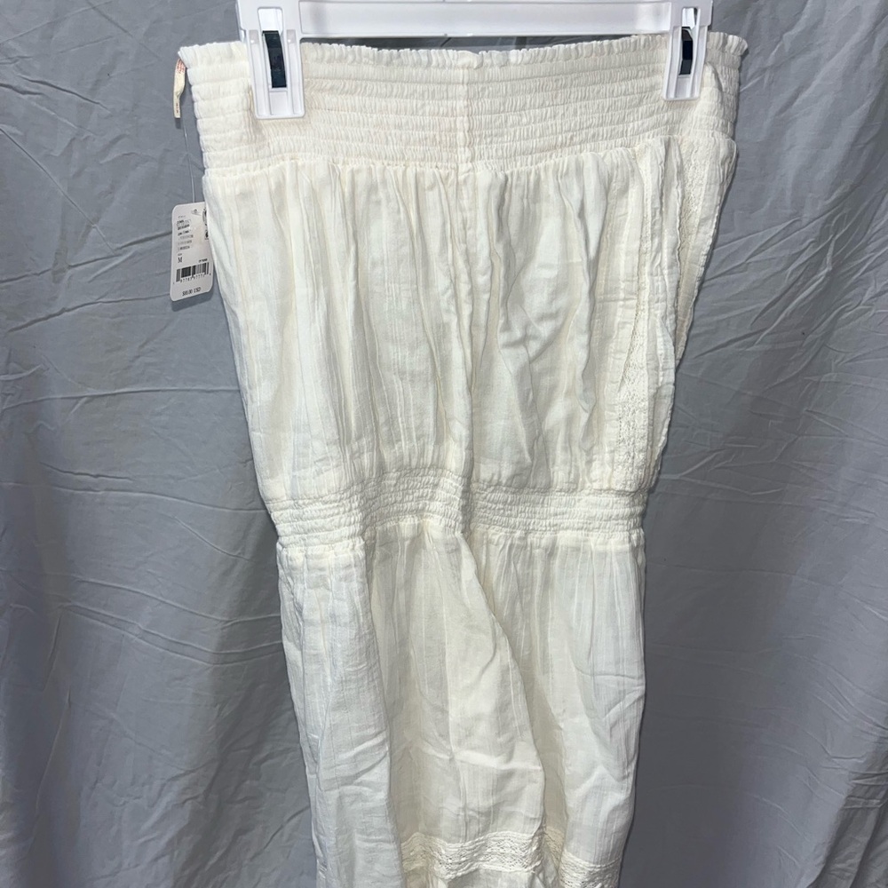 Free People Cream Smocked Strapless Maxi